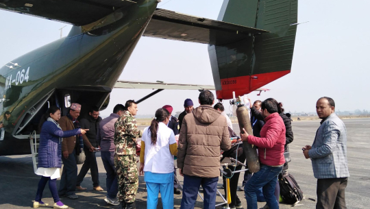 धनगढीबाट सुत्केरीको सैनिक जहाज मार्फत उद्दार
