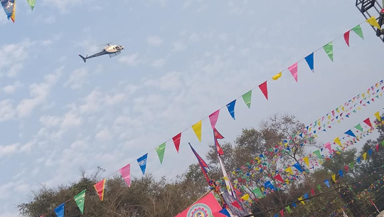 Helicopter ride in Dhangadhi on the auspicious occasion of Maha Mahotsav