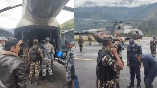बझाङमा बेपत्ता २३ जनाको खोजीका लागि सेनाको हेलिकोप्टर पुग्यो