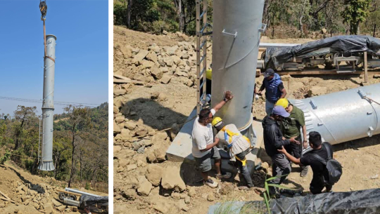 चिसापानीमा जाल्पादेवी केबलकारको पोल ठड्याउने काम सुरु