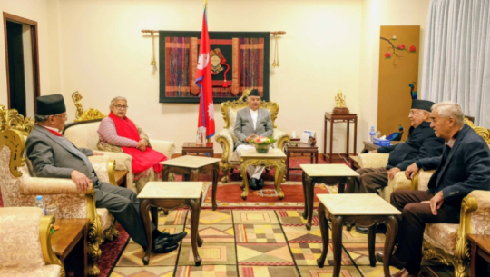 Top leaders of three parties meet president to discuss election environment