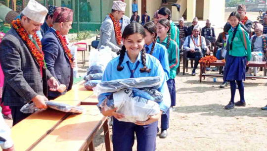 Dhangadhi sub-metropolitan city distributes uniforms to 1,183 girl students