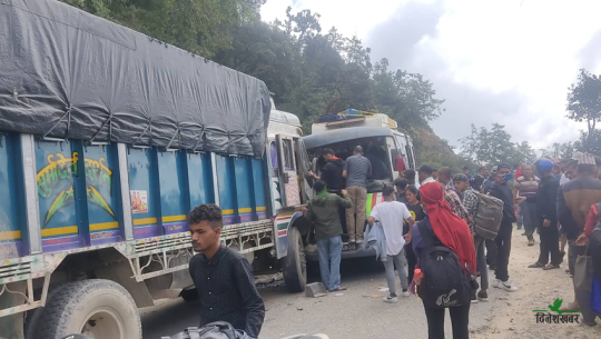Traffic jam on Bhimdutta Highway