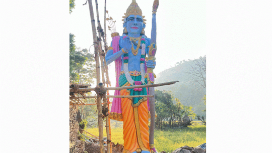 21-Foot-Tall Ram atatue constructed in Panjyunaya through donations