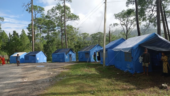 Families living in tents due to landslide demand proper accommodation