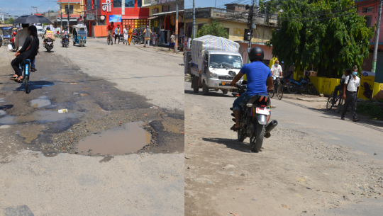 धनगढीमा मुख्य सडकको कालोपत्रे झरीले बगायो, करोडको लगानी ७ महिना टिकेन