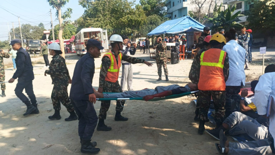 धनगढीमा सडक दुर्घटनासम्बन्धी नमूना उद्धार अभ्यास प्रदर्शन