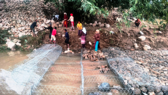 कञ्चनपुरको शुक्लाफाँटामा पर्ने स्याली नदीका चार ठाउँमा तटबन्ध निर्माण