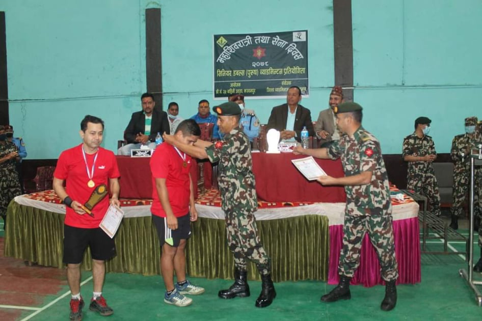 महाशिवरात्रि तथा सेना दिवसका अवसरमा कञ्चनपुरको महेन्द्रनगरमा सेनाले पुरुष सिनियर डबल्स ब्याडमिन्टन प्रतियोगिता आयोजना गरेको छ। 