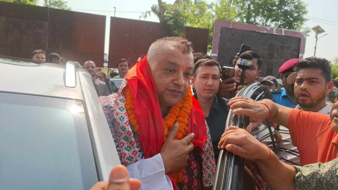 नेपाली कांग्रेसको सुदूरपश्चिम प्रदेशस्तरीय भेला सम्बोधन गर्न कांग्रेसका सभापति गगनकुमार थापा धनगढीमा